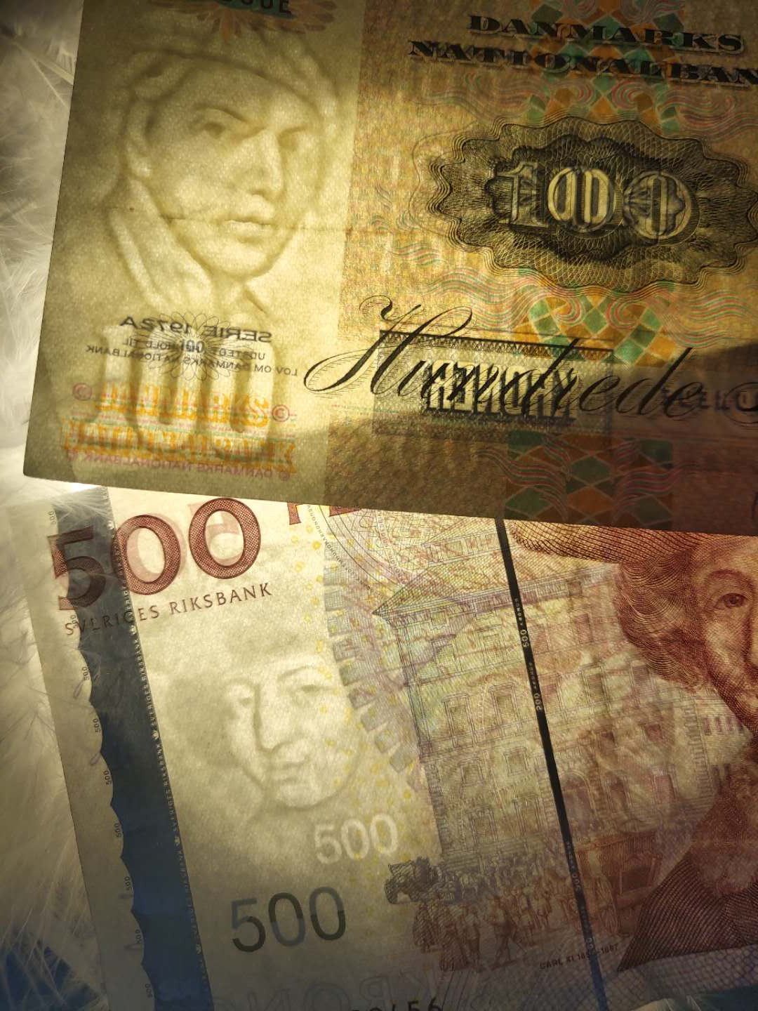 N&C第5期 最后一拍: 外国纸币裸钞专场 丹麦100克朗和瑞典500克朗 流通好品