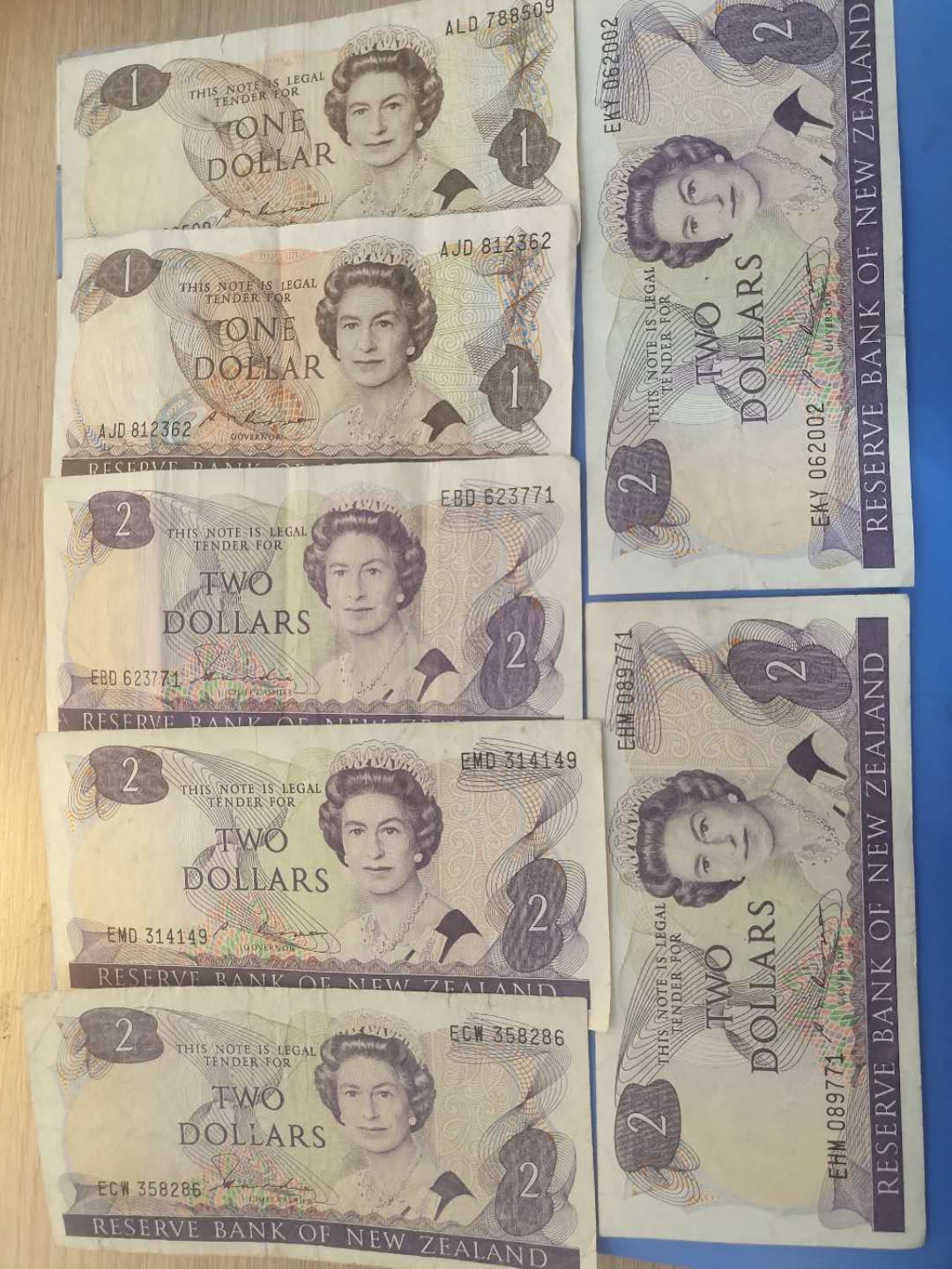 N&C第5期 最后一拍: 外国纸币裸钞专场 新西兰7张 流通好品