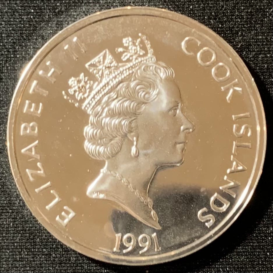 紫瑗钱币—微拍第129期  库克群岛 1991年 发现美洲500周年 波士顿茶话会  50元 31.35克 0.925银 精制 