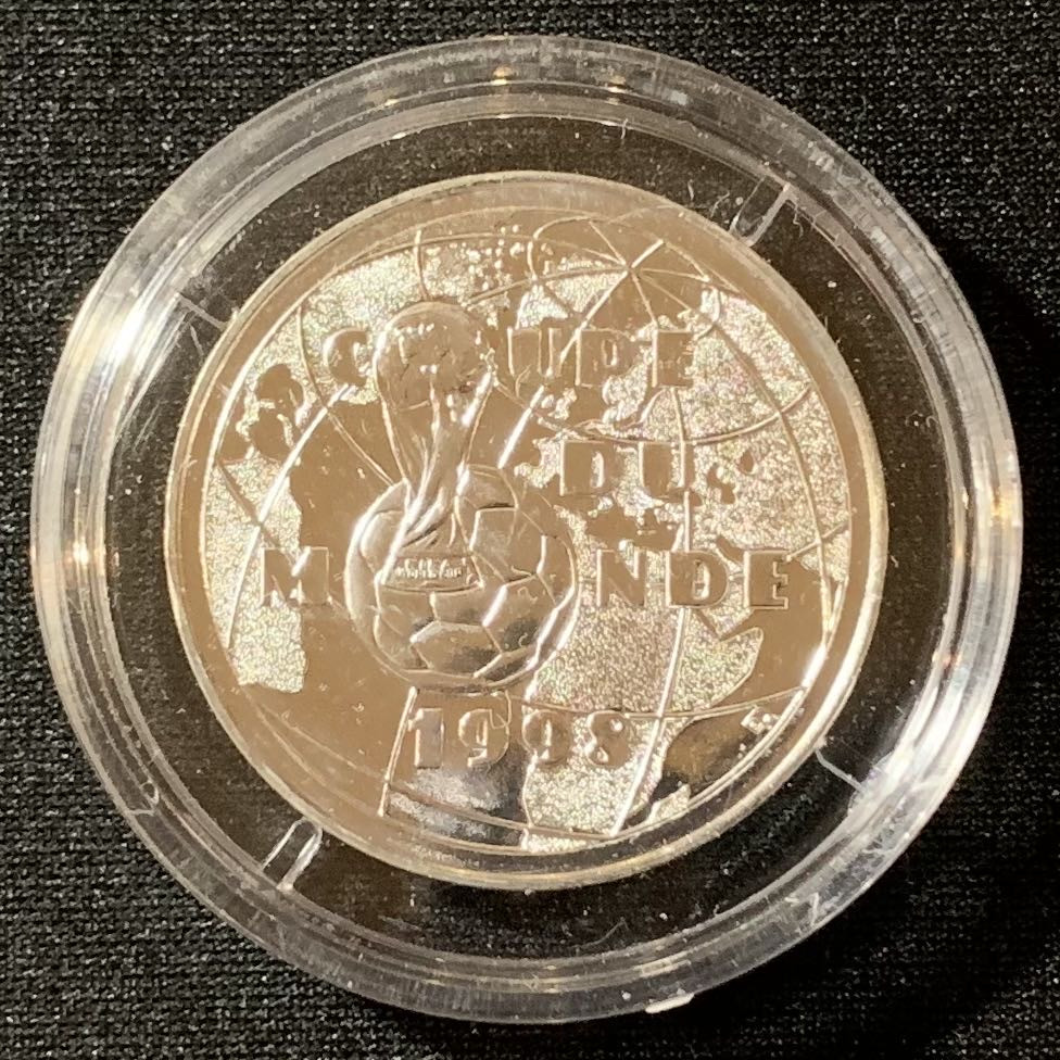 紫瑗钱币—微拍第129期  法国 1997年 世界杯 1法郎 12克 0.9银 UNC 原盒