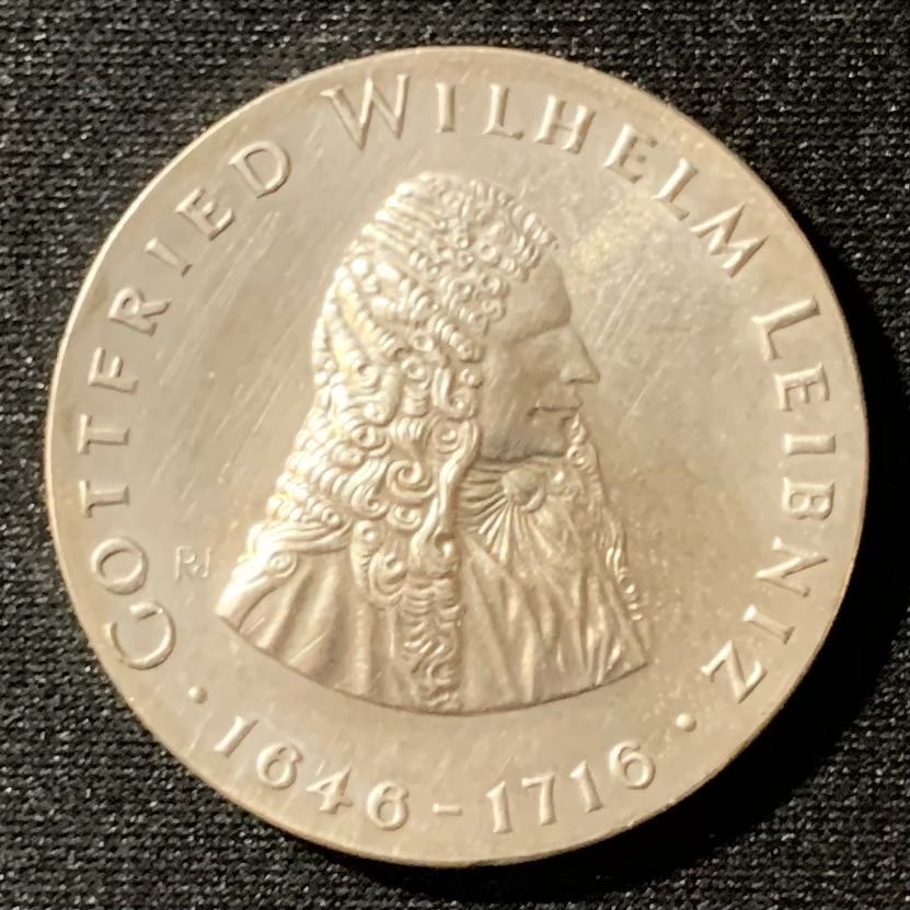 紫瑗钱币—微拍第136期  德国 东德 1966年 哥特弗里德·威廉·莱布尼兹逝世250周年 20.9克 0.8银