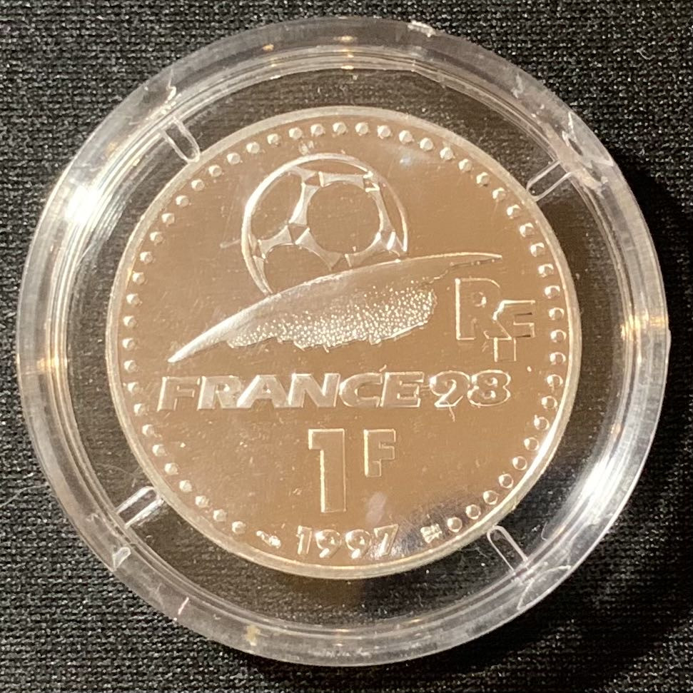 紫瑗钱币—微拍第129期  法国 1997年 世界杯 1法郎 12克 0.9银 UNC 原盒