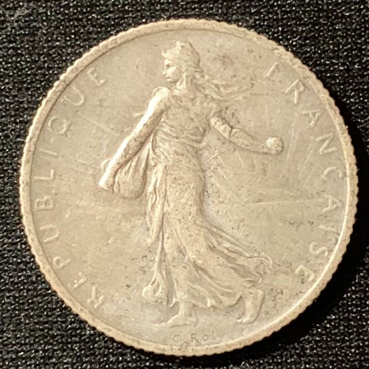 紫瑗钱币—微拍第129期  法国 1912年 播种女神 1法郎 5克 0.835银