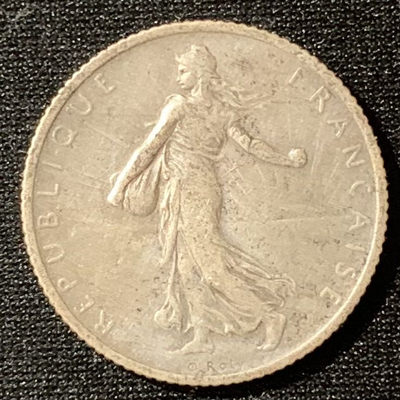 紫瑗钱币—微拍第129期  - 法国 1912年 播种女神 1法郎 5克 0.835银