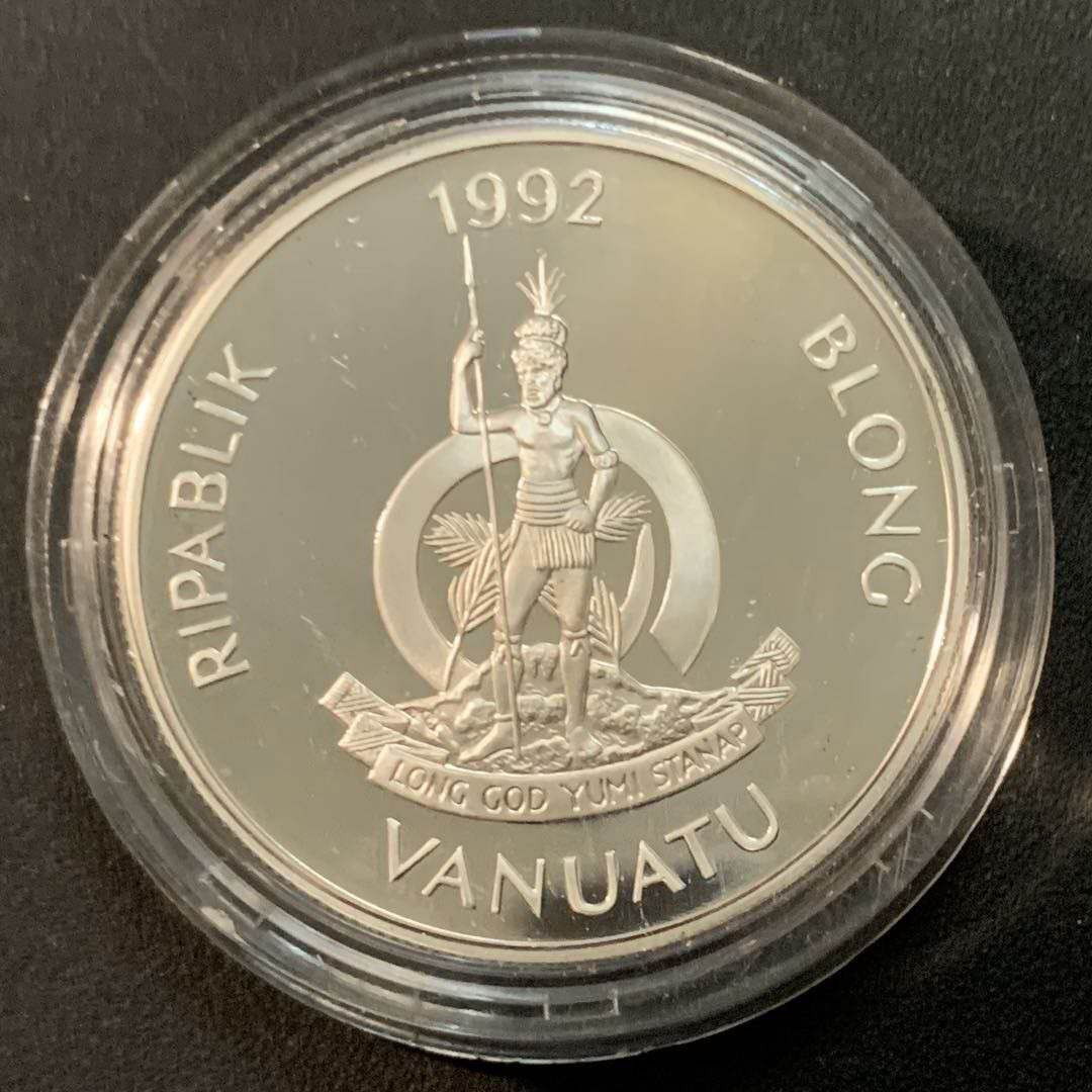 N&C第4期: 中外古钱币专场 上期补拍:1992年瓦努阿图50精制厚重银币  31.47克，0.925银 设计精良 投资佳品