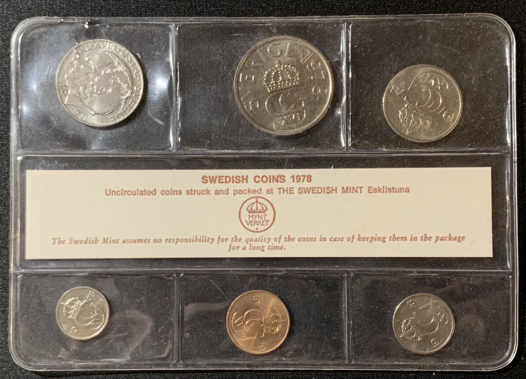 紫瑗钱币—微拍第129期  瑞典 1978年 流通硬币 5欧尔—5克朗 6枚套 原厂套