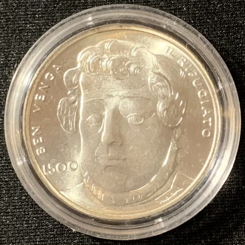 紫瑗钱币—微拍第129期  圣马力诺 1982年 加里波第 500里拉 11克 0.835银 UNC