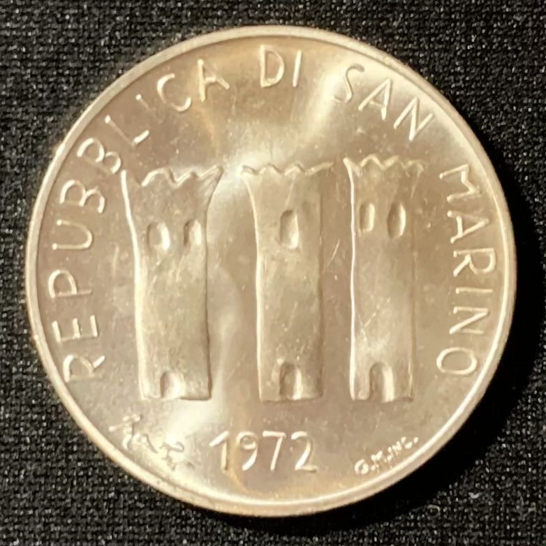 紫瑗钱币—微拍第135期  圣马力诺 1972年 母亲与儿童 500里拉 11克 0.835银 UNC