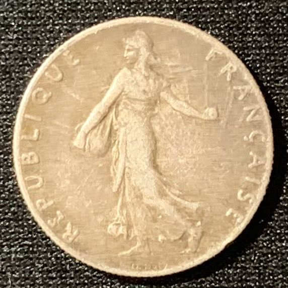 紫瑗钱币—微拍第129期  法国 1916年 播种女神 50分 2.5克 0.835银