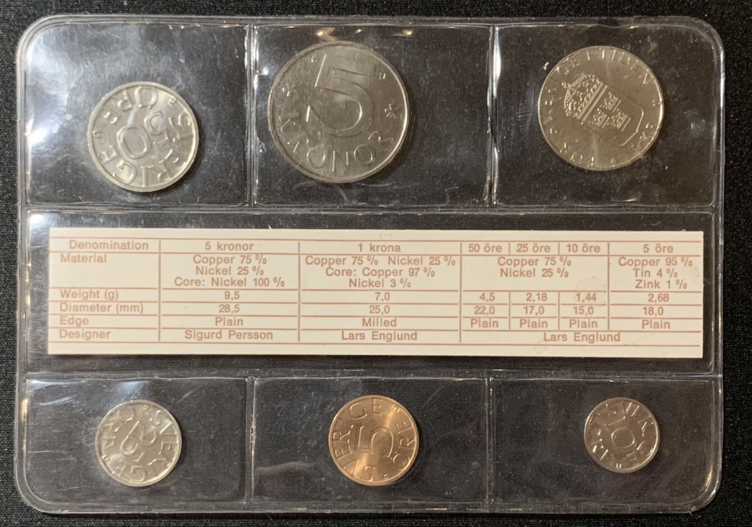 紫瑗钱币—微拍第129期  瑞典 1978年 流通硬币 5欧尔—5克朗 6枚套 原厂套