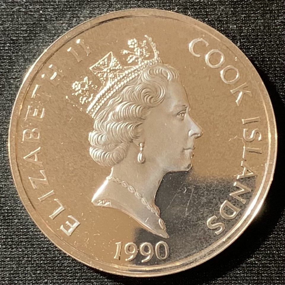 紫瑗钱币—微拍第129期  库克群岛 1991年 发现美洲500周年 玻璃瓦尔 50元 31.35克 0.925银 精制 