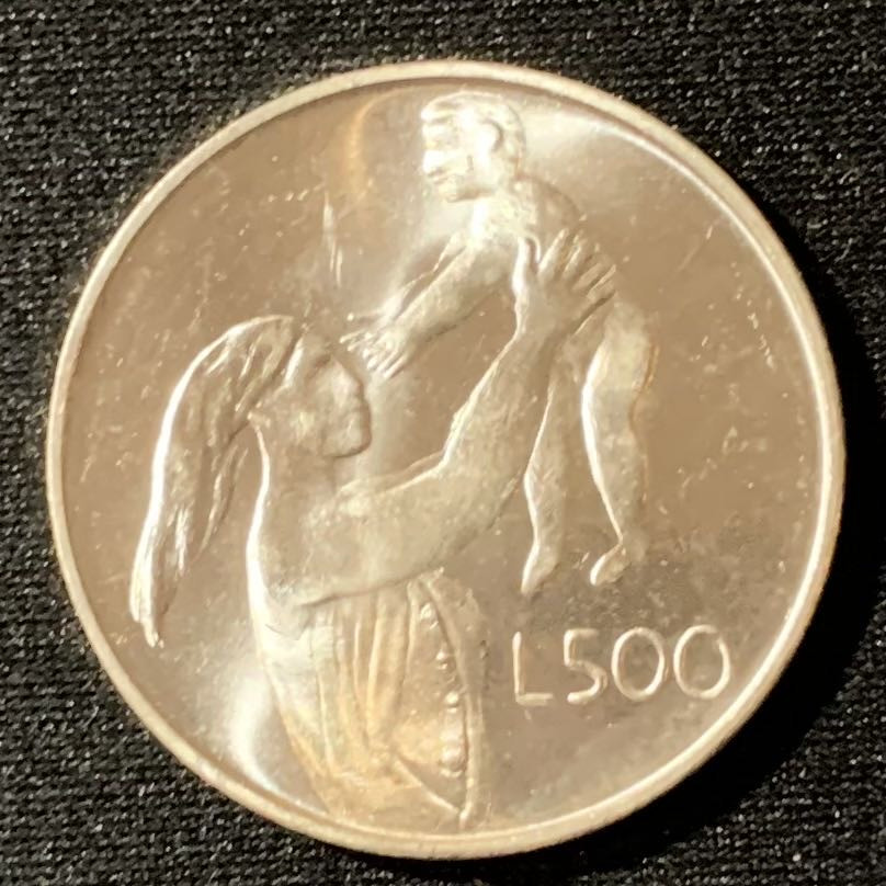 紫瑗钱币—微拍第135期  圣马力诺 1972年 母亲与儿童 500里拉 11克 0.835银 UNC