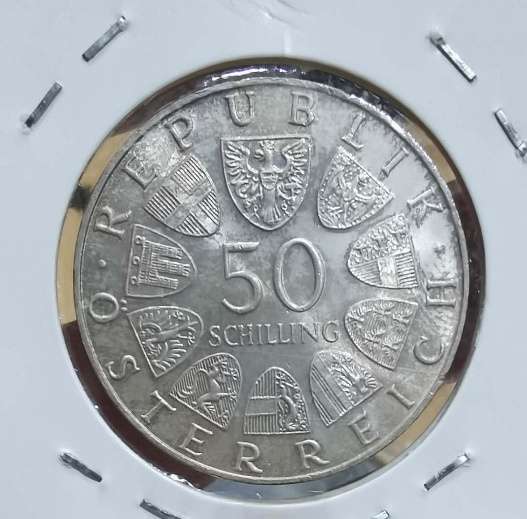 北京马甸外币专卖微拍第四十一期，金银币专场，陆续上新，欢迎关注 1970年奥地利50先令银币，重20克，成色900，品相如图