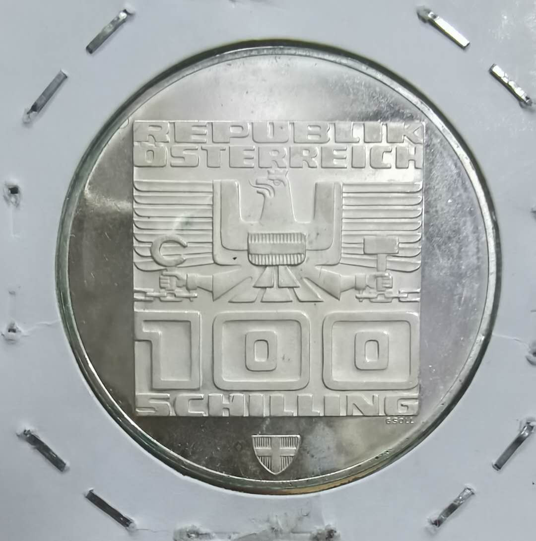 北京马甸外币专卖微拍第四十一期，金银币专场，陆续上新，欢迎关注 1975年奥地利100先令纪念银币，重量：24克，成色：640，品相如图