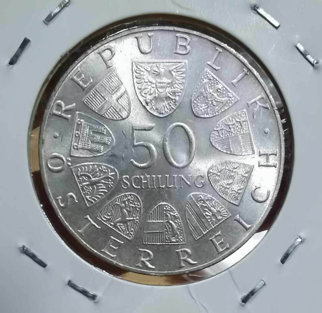 北京马甸外币专卖微拍第四十一期，金银币专场，陆续上新，欢迎关注 1973年奥地利50先令银币，重20克，成色900，品相如图