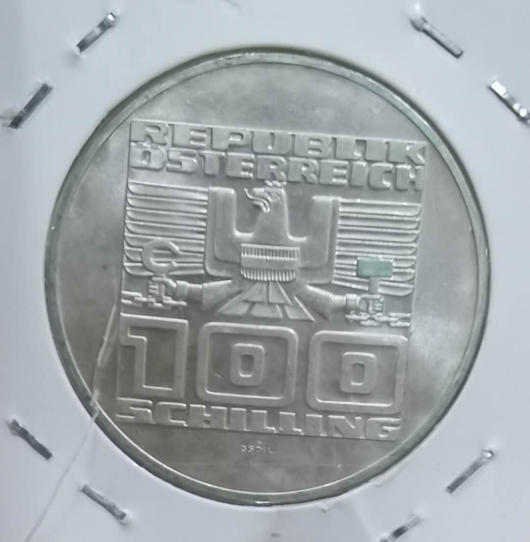 北京马甸外币专卖微拍第四十一期，金银币专场，陆续上新，欢迎关注 1975年奥地利100先令纪念银币，重量：24克，成色：640，品相如图