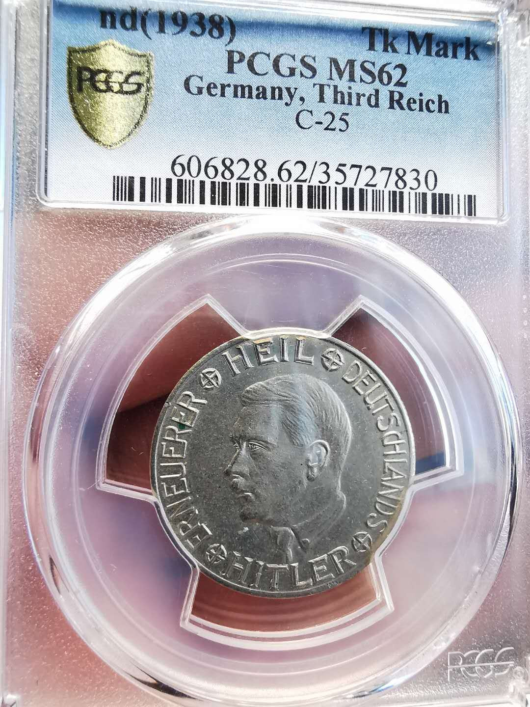 凡希社世界钱币微拍第一百四十七期年末捡漏专场 荐！1938第三帝国元首TOKEN马克PCGS-MS62