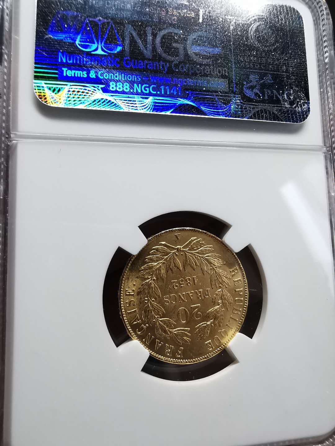 凡希社世界钱币微拍第一百四十七期年末捡漏专场 1852法国拿三20法郎金币NGC-MS62