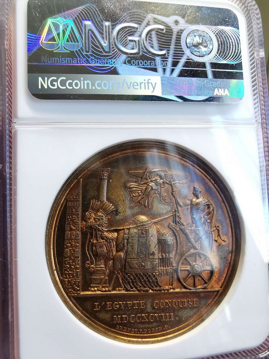 凡希社世界钱币微拍第一百四十七期年末捡漏专场 荐！1792拿破仑征服上埃及纪念铜章原铸NGC-MS62侧脸像稀有！