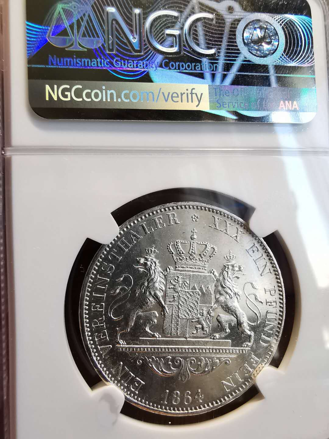 凡希社世界钱币微拍第一百四十七期年末捡漏专场 1864巴伐利亚泰勒NGC-UNCD