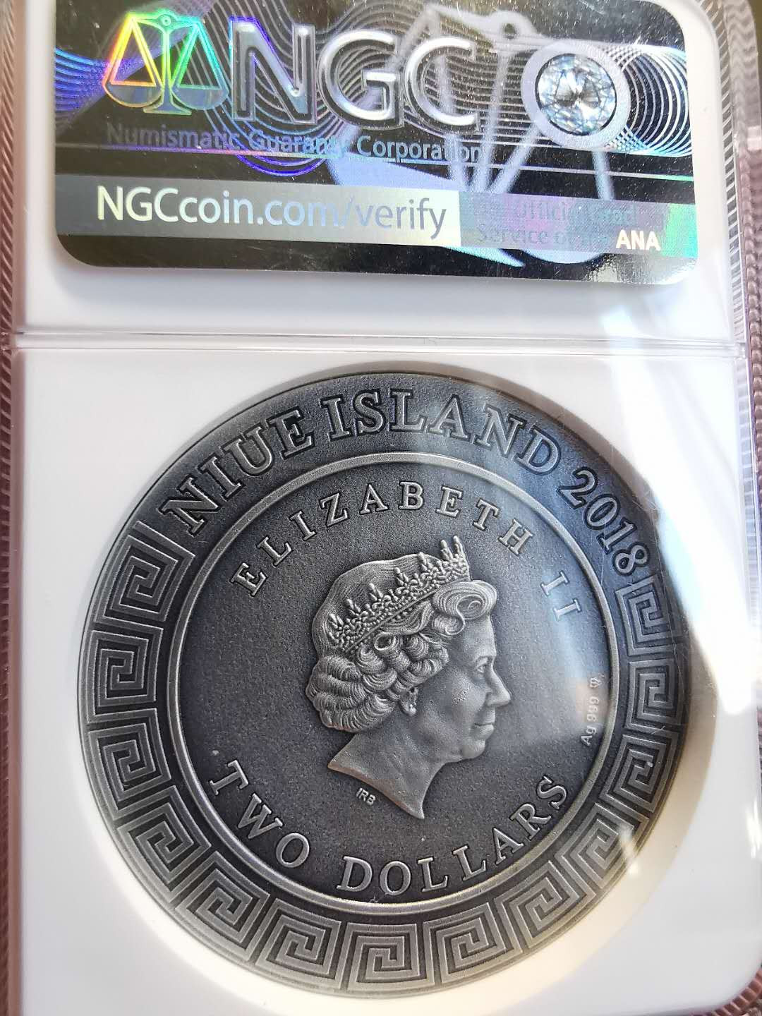 凡希社世界钱币微拍第一百四十七期年末捡漏专场 2018纽埃半神系列玻耳修斯仿古2盎司大银NGC-MS70见描述