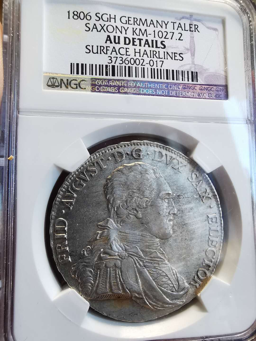 凡希社世界钱币微拍第一百四十七期年末捡漏专场 1806萨克森大型泰勒NGC-AUD