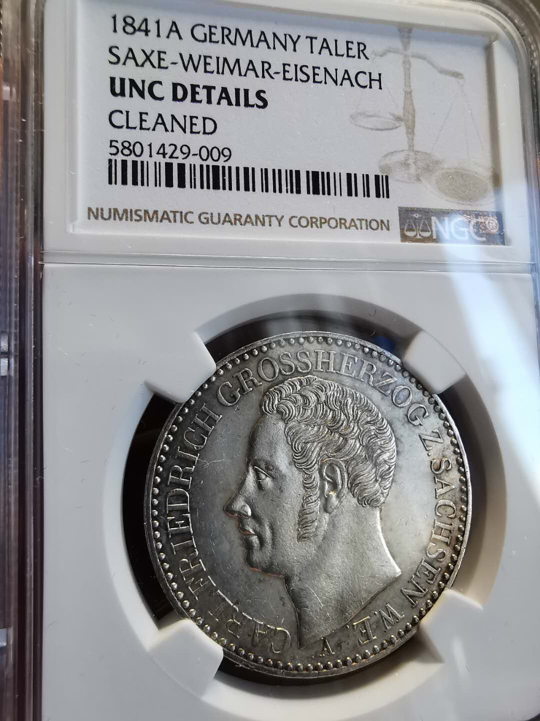 凡希社世界钱币微拍第一百四十七期年末捡漏专场 1841萨克森魏玛泰勒NGC-UNCD