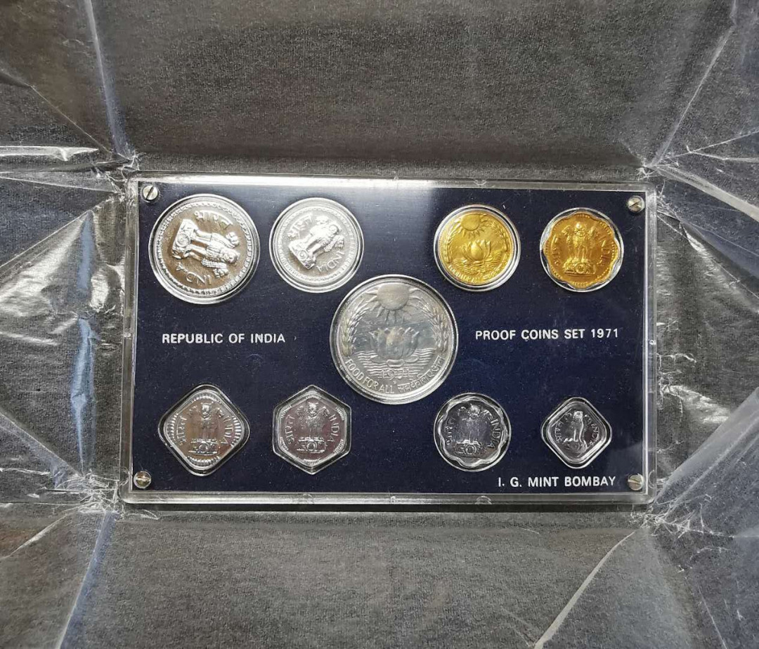 凡希社世界钱币微拍第一百四十七期年末捡漏专场 荐！1971印度共和国精铸PS原包装品相完美！