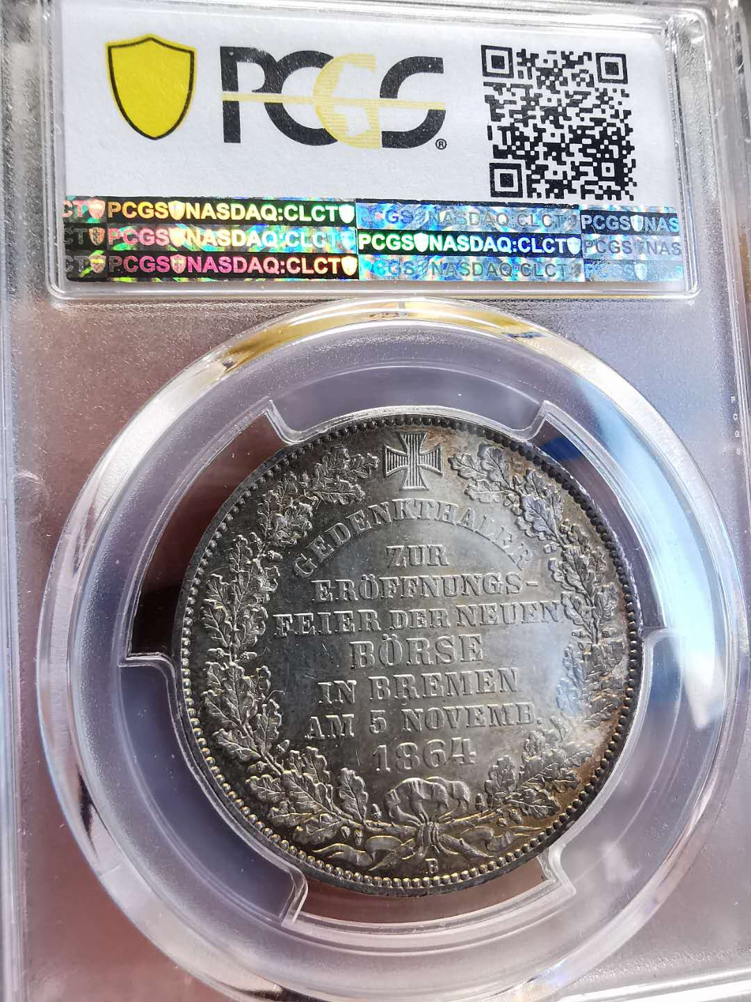 凡希社世界钱币微拍第一百四十七期年末捡漏专场 稀！1862不来梅交易所纪念泰勒PCGS-MS62五彩！