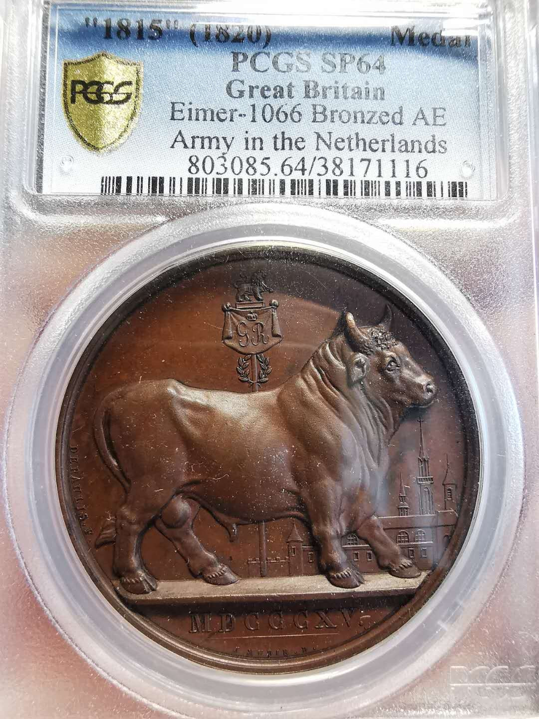 凡希社世界钱币微拍第一百四十七期年末捡漏专场 1820英国军队驻扎荷兰纪念铜章PCGS-SP64见描述