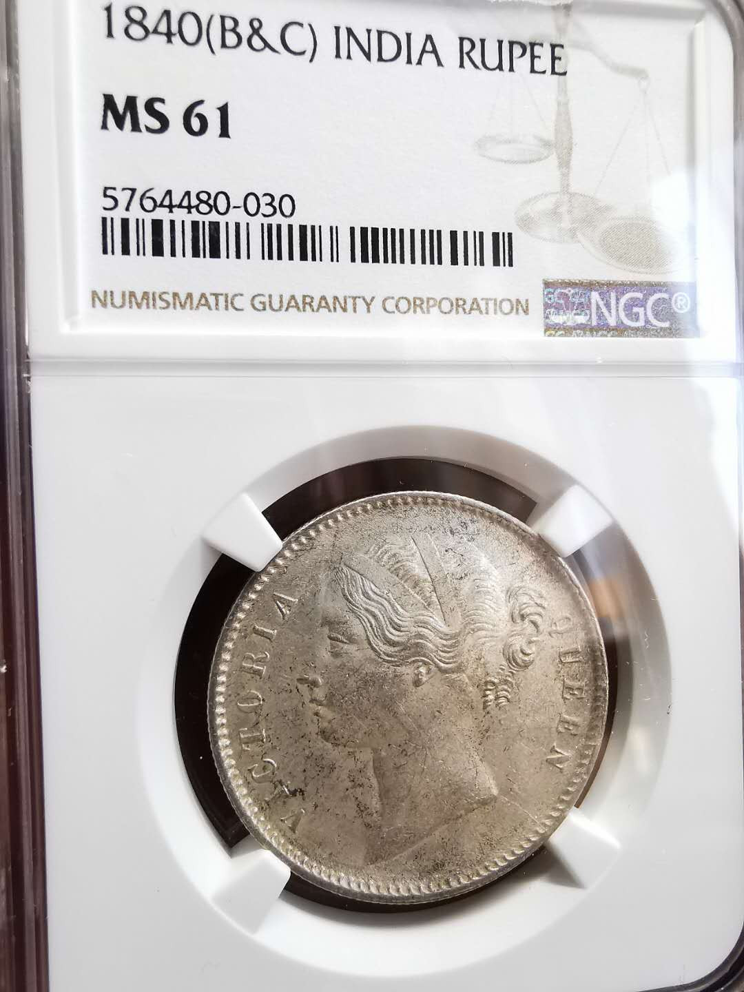 凡希社世界钱币微拍第一百四十七期年末捡漏专场 1840印度公司小维卢比NGC-MS61