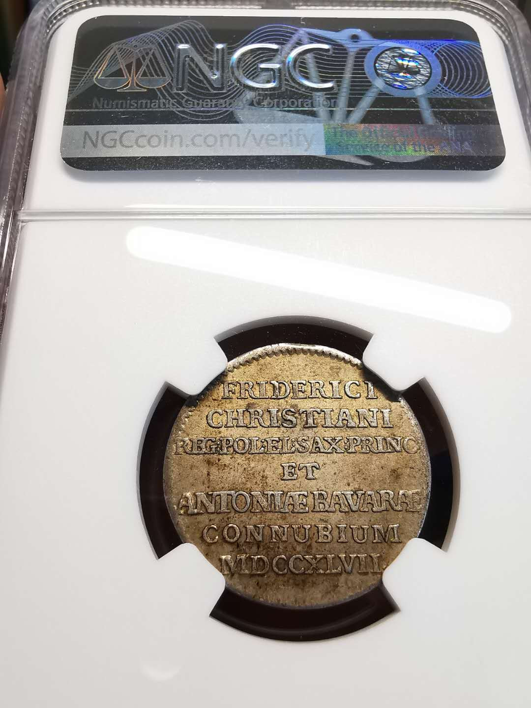 凡希社世界钱币微拍第一百四十七期年末捡漏专场 荐！1747萨克森王子于巴伐利亚公主成婚纪念1/12泰勒NGC-AU58稀少品种！