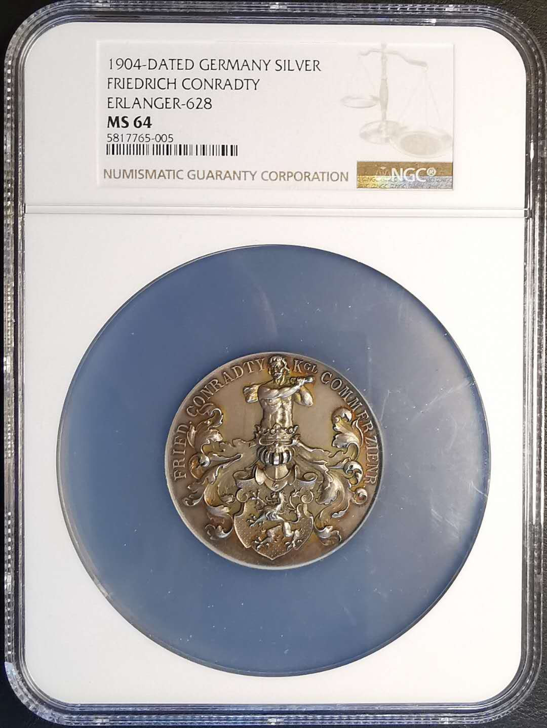 凡希社世界钱币微拍第一百四十七期年末捡漏专场 1904德国纽伦堡皇家商业委员会纪念银章NGC-MS64
