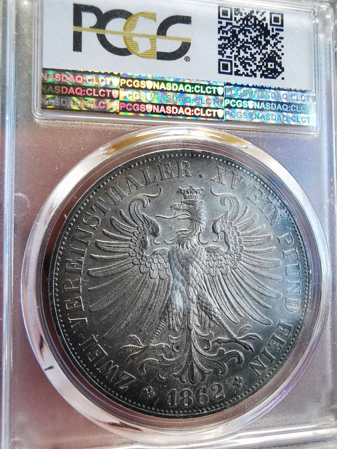 凡希社世界钱币微拍第一百四十七期年末捡漏专场 荐！1862法兰克福少女2泰勒PCGS-MS64五彩顶级品！