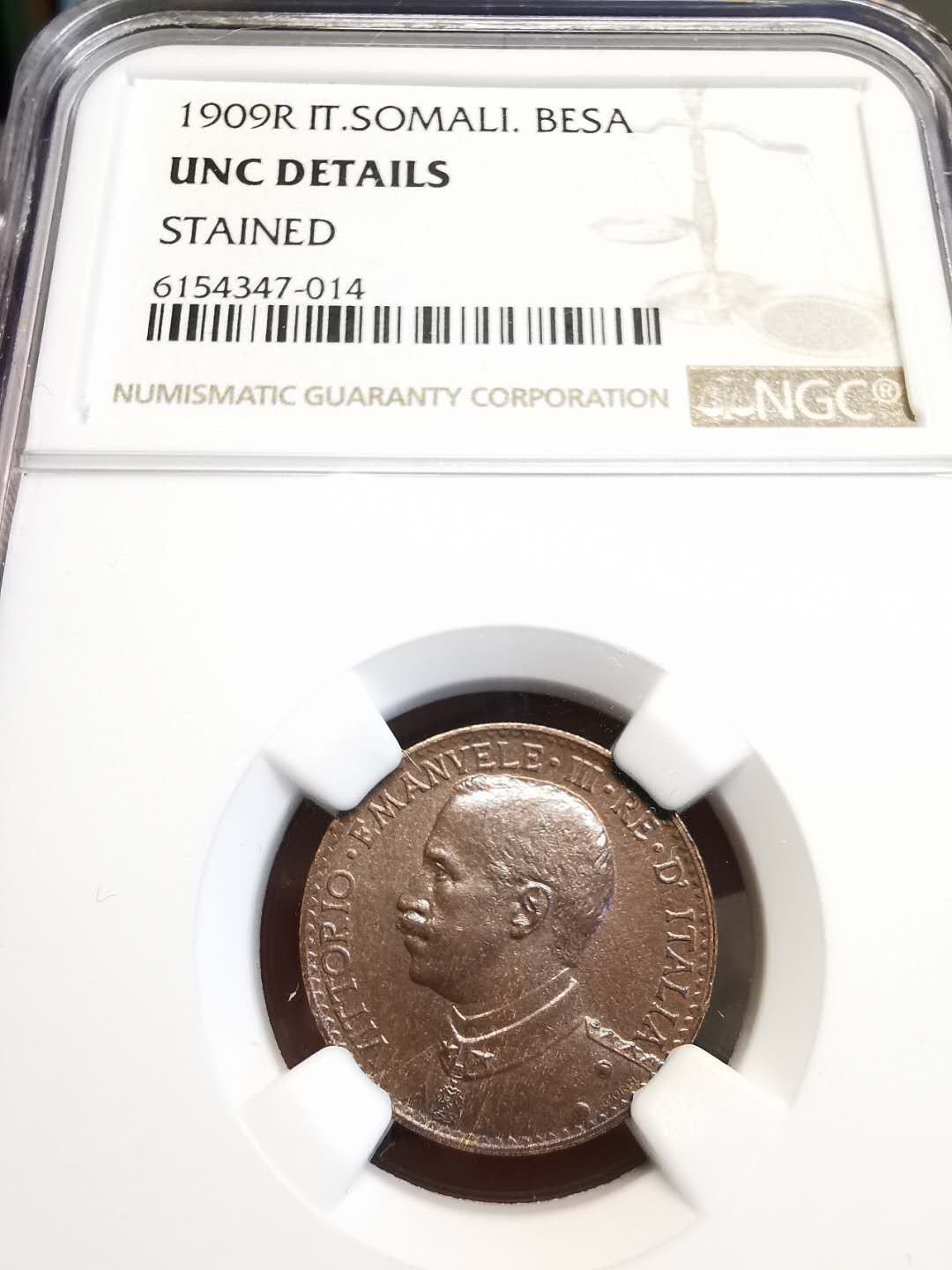 凡希社世界钱币微拍第一百四十七期年末捡漏专场 荐！1909意属索马里BESA铜NGC-UNCD见描述