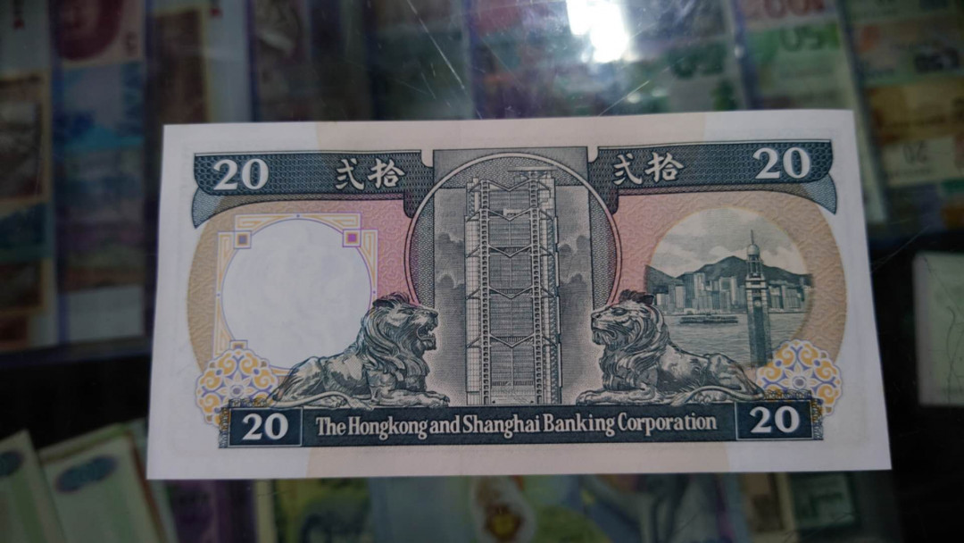 【囧羊收藏】精选微拍第13期（2021年第四期）~纸币硬币混合篇 1989年香港汇丰银行20元 黑材 全新UNC无4号码