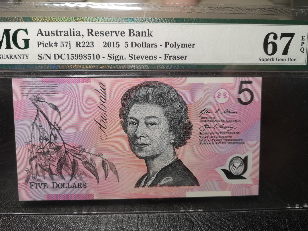 《外钞收藏家》二零二一新年拍（第100期） 2015年澳大利亚5刀 PMG67