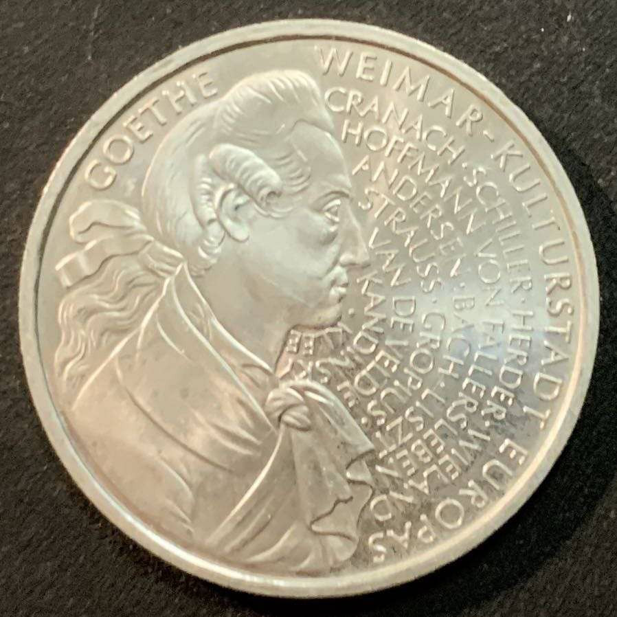 N&C第6期: 新春混合场 德国 1999年F厂 歌德诞辰250 周年 10马克 15.5克 0.925银