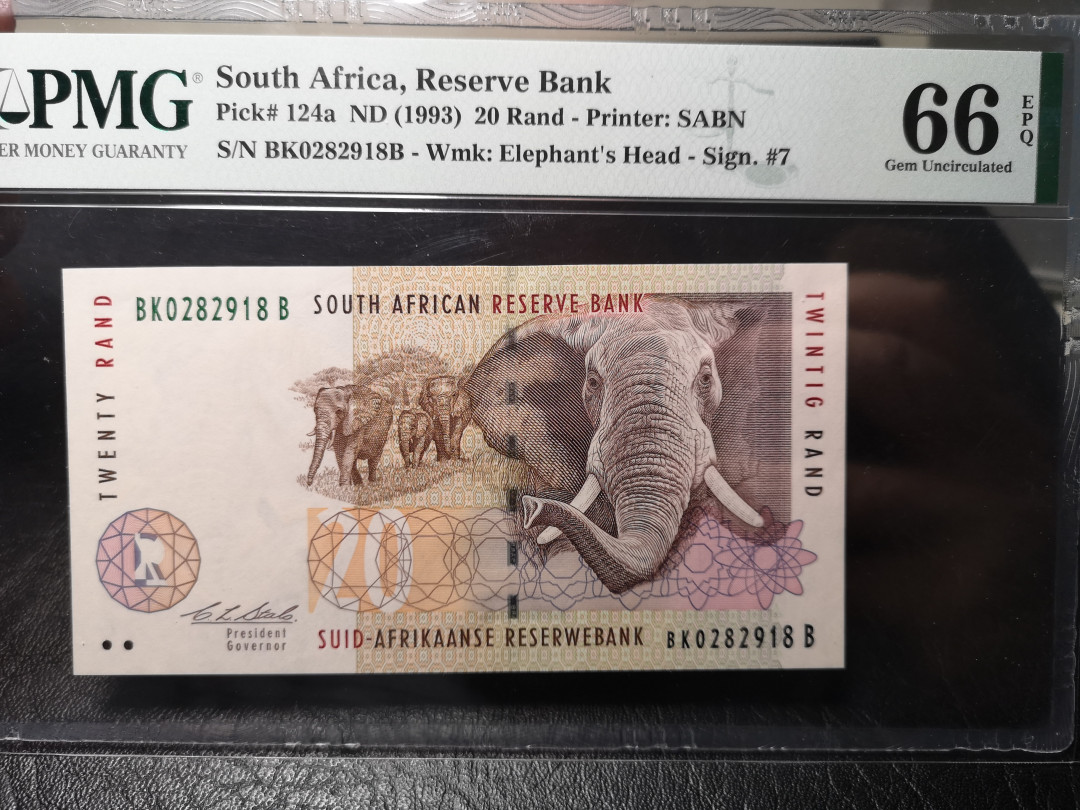 《外钞收藏家》二零二一新年拍（第100期） 1993年南非20兰特   PMG66