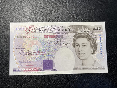 《外钞收藏家》二零二一新年拍（第100期） - 1993年英国E序列20镑 全新UNC