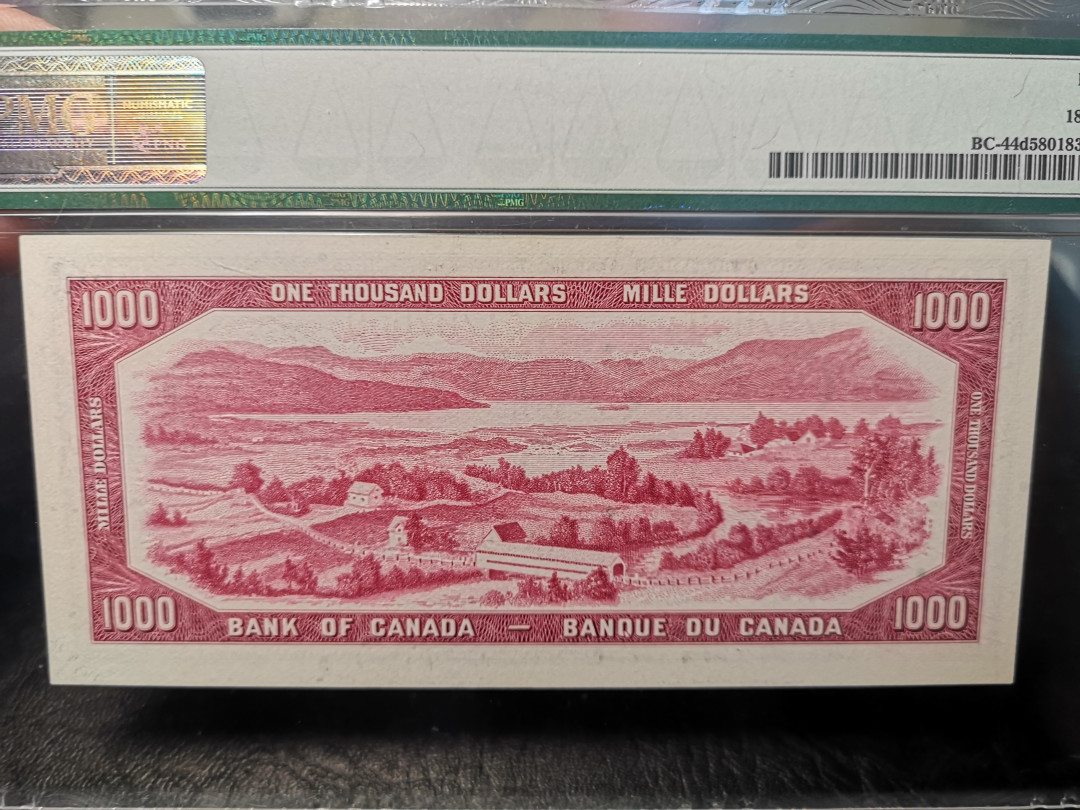 《外钞收藏家》二零二一新年拍（第100期） 1954年1000加元 女王版 380b  PMG58