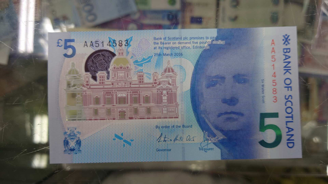 【囧羊收藏】精选微拍第14期~2021年第五期 世界纸币 2016年苏格兰5镑 首发AA冠全新绝品