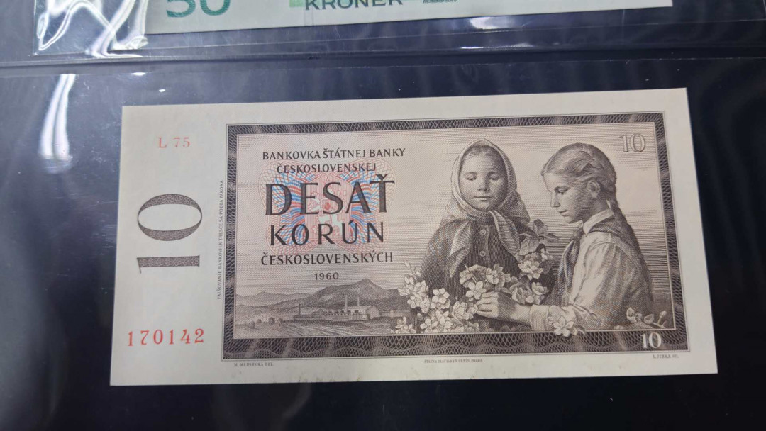【囧羊收藏】精选微拍第14期~2021年第五期 世界纸币 1960年捷克斯洛伐克10克朗 全新绝品