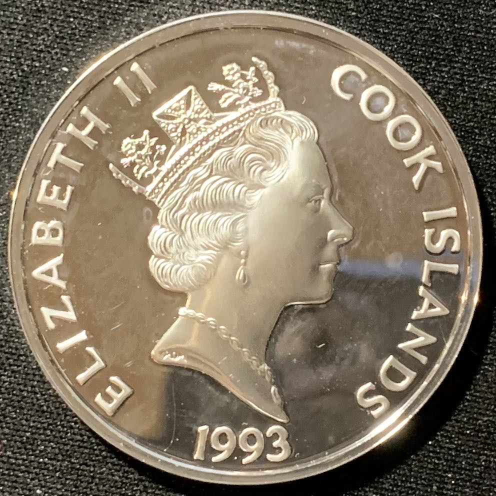 紫瑗钱币—微拍第130期  库克群岛 1993年 发现美洲500周年 乔治·温哥华 50元 31.35克 0.925银 精制 