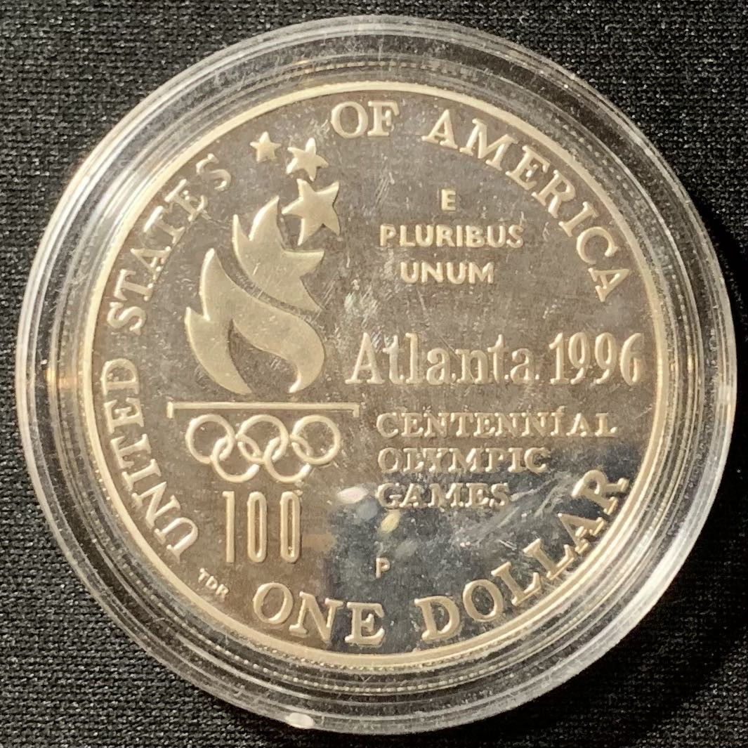紫瑗钱币—微拍第130期  美国 1996年 亚特兰大奥运会 网球  1元  26.73克 0.9银 精制