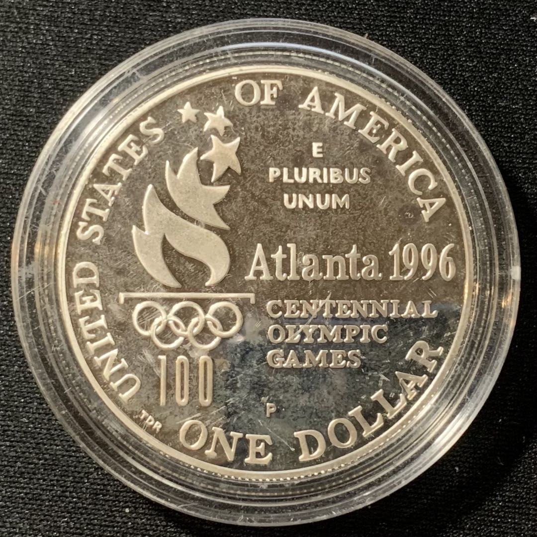 紫瑗钱币—微拍第135期  美国 1996年 亚特兰大奥运会 网球  1元  26.73克 0.9银 精制