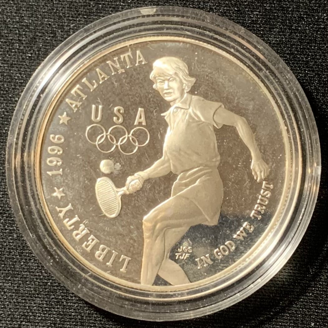 紫瑗钱币—微拍第130期  美国 1996年 亚特兰大奥运会 网球  1元  26.73克 0.9银 精制