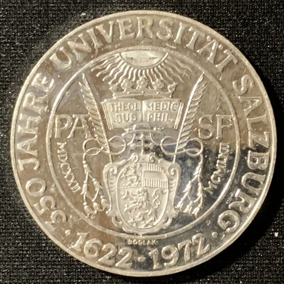 紫瑗钱币—微拍第130期  奥地利 1972年 萨尔兹堡大学350周年 50先令 20克 0.9银 精制