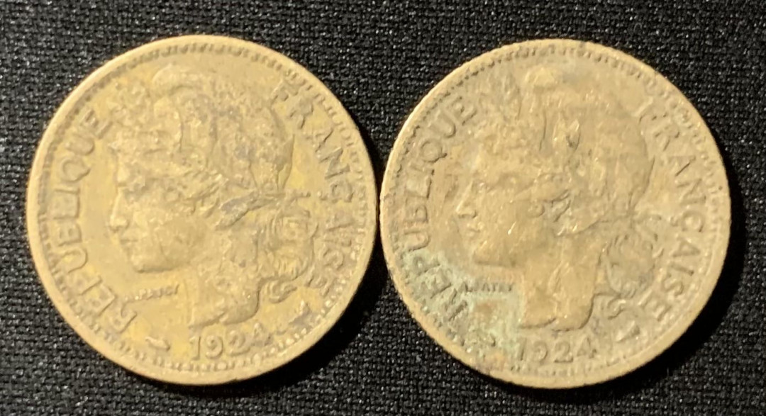 紫瑗钱币—微拍第130期  法属多哥 1924年 1法郎 2枚一组