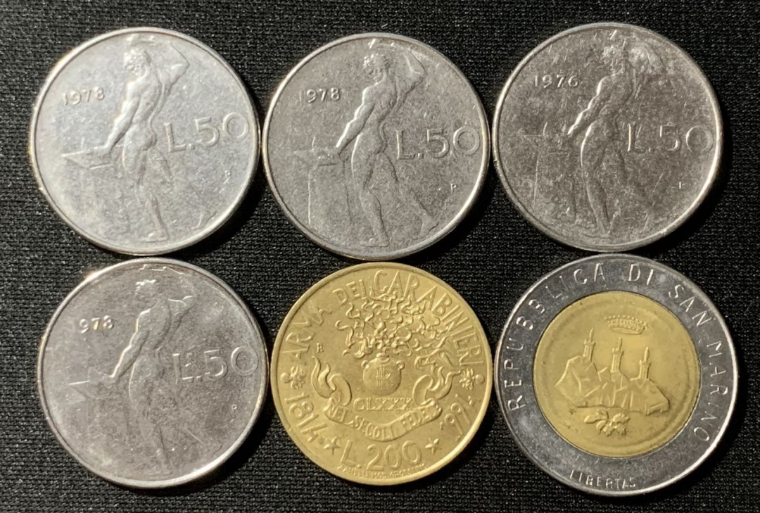 紫瑗钱币—微拍第135期  意大利 圣马力诺 流通纪念币 6枚一组 各不相同